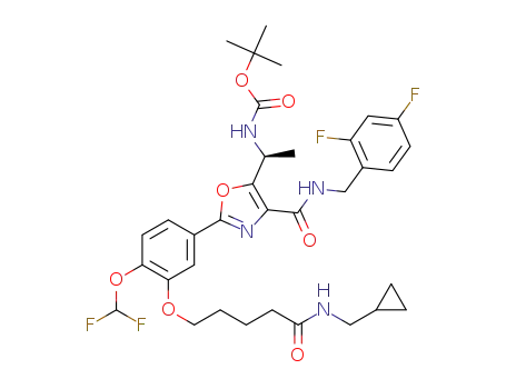 (S)-tert-butyl (1-(2-(3-((5-((cyclopropylmethyl)amino)-5-oxopentyl)oxy)-4-(difluoromethoxy)phenyl)-4-((2,4-difluorobenzyl)carbamoyl)oxazol-5-yl)ethyl)carbamate