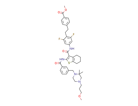 methyl 4-[2-[2,6-difluoro-4-[[2-[[3-[[4-(3-methoxypropyl)-2,2-dimethylpiperazin-1-yl]methyl]benzoyl]amino]-4,5,6,7-tetrahydrobenzothiophene-3-carbonyl]amino]phenyl]ethyl]benzoate
