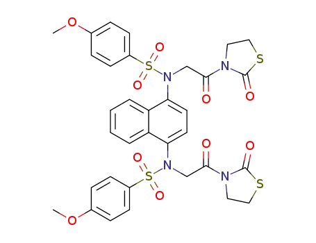 N,N'-(naphthalene-1,4-diyl)bis(4-methoxy-N-(2-oxo-2-(2-oxothiazolidin-3-yl)ethyl)benzenesulfonamide)