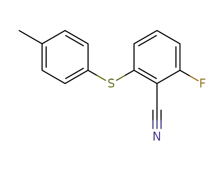 Molecular Structure of 175204-11-2 (2-FLUORO-6-(4-METHYLPHENYLTHIO)BENZONITRILE)