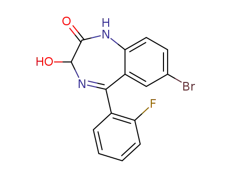 Molecular Structure of 62659-65-8 (2H-1,4-Benzodiazepin-2-one,
7-bromo-5-(2-fluorophenyl)-1,3-dihydro-3-hydroxy-)