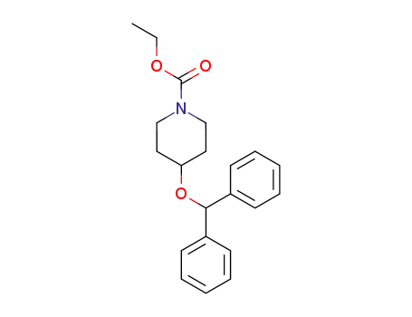 Molecular Structure of 65214-84-8 (1-Piperidinecarboxylic acid, 4-(diphenylmethoxy)-, ethyl ester)