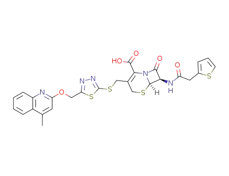 7-{[(thiophen-2-yl)acetyl]amino}-3-{[5-[(4-methylquinolin-2-yloxy)methyl]-1,3,4-thiadiazol-2-ylthio]methyl}-8-oxo-5-thia-1-azabicyclo[4.2.0]oct-2-ene-2-carboxylic acid