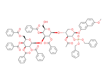 7-methoxy-2-naphthyl O-(2,3,4,6-tetra-O-benzoyl-β-D-galactopyranosyl)-(1->3)-(2,4-di-O-benzoyl-β-D-galactopyranosyl)-(1->4)-3-O-acetyl-2-O-dibenzyloxyphosphinyl-β-D-xylopyranoside
