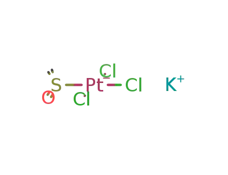 Molecular Structure of 31168-86-2 (Platinate(1-),trichloro[(sulfinyl-kS)bis[methane]]-, potassium (1:1), (SP-4-2)-)