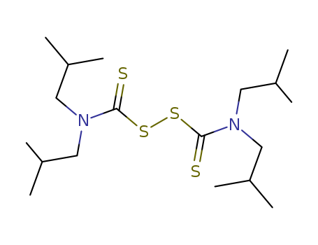 3064-73-1,Diisobutylthiuram disulfide,Disulfide,bis(diisobutylthiocarbamoyl) (6CI,7CI,8CI);Thioperoxydicarbonic diamide([(H2N)C(S)]2S2), tetrakis(2-methylpropyl)- (9CI);Bis(diisobutylthiocarbamoyl)disulfide;Isobutyl Tuads;N,N,N',N'-Tetraisobutylthiuramdisulfide;Tetraisobutylthiuram disulfide;