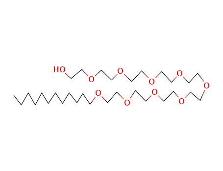 3055-99-0,NONAETHYLENE GLYCOL MONODODECYL ETHER,Ethanol, 2-[2-[2-[2-[2-[2-[2-[2-[2-(dodecyloxy)ethoxy]ethoxy]ethoxy]ethoxy]ethoxy]ethoxy]ethoxy]ethoxy]-;Nonaethylene glycol monododecyl ether;Dodecylnonaoxyethylene glycol monoether;