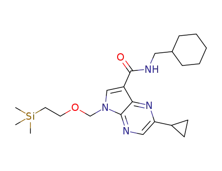 2-cyclopropyl-5-(2-trimethylsilanyl-ethoxymethyl)-5H-pyrrolo[2,3-b]pyrazine-7-carboxylic acid cyclohexylmethyl-amide