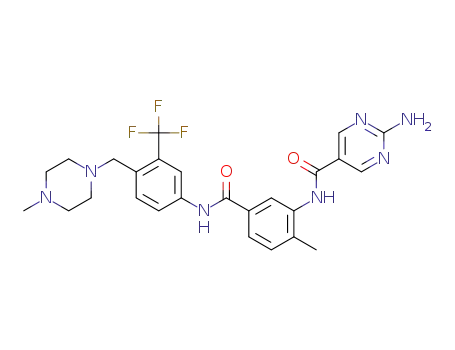 2-amino-N-(2-methyl-5-((4-((4-methylpiperazin-1-yl)methyl)-3-(trifluoromethyl)phenyl)carbamoyl)phenyl)pyrimidine-5-carboxamide