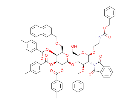 2-(N-benzyloxycarbonyl)aminoethyl 2,3,4-tri-O-(4-methyl)benzoyl-6-O-(2-naphthylmethyl)-β-D-galactopyranosyl-(1→4)-3-O-benzyl-2-deoxy-2-phthalimido-β-D-glucopyranoside