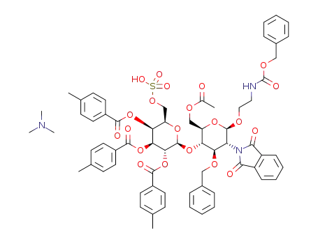 2-(N-benzyloxycarbonyl)aminoethyl 2,3,4-tri-O-(4-methyl)benzoyl-6-O-sulfo-β-D-galactopyranosyl-(1→4)-6-O-acetyl-3-O-benzyl-2-deoxy-2-phthalimido-β-D-glucopyranoside trimethylamine salt