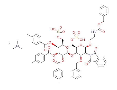2-(N-benzyloxycarbonyl)aminoethyl 2,3,4-tri-O-(4-methyl)benzoyl-6-O-sulfo-β-D-galactopyranosyl-(1→4)-3-O-benzyl-2-deoxy-2-phthalimido-6-O-sulfo-β-D-glucopyranoside bistrimethylamine salt