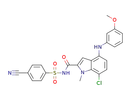 1-methyl-4-((3-methoxyphenyl)amino)-7-chloro-N-(4-cyanophenylsulfonyl)-1H-indole-2-carboxamide