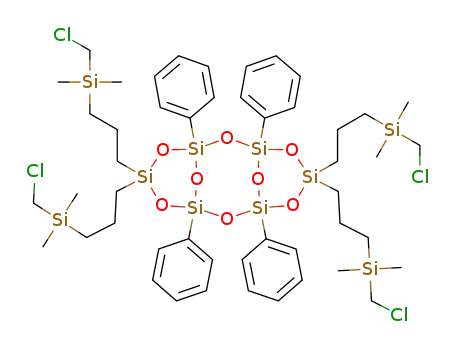5,5,11,11-tetrakis(3-((chloromethyl)dimethylsilyl)propyl)-1,3,7,9-tetraphenyl-2,4,6,8,10,12,13,14-octaoxa-1,3,5,7,9,11-hexasilatricyclo[7.3.1.13,7]tetradecane