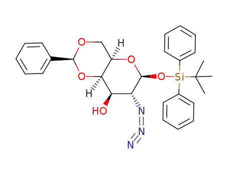 Molecular Structure of 132183-16-5 (TERT-BUTYLDIPHENYLSILYL-2-AZIDO-4,6-O-BENZYLIDENE-2-DEOXY-BETA-D-GALACTOPYRANOSIDE)