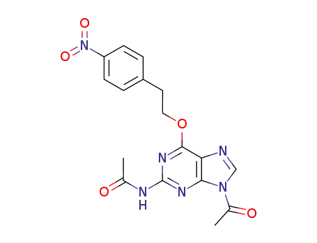 Molecular Structure of 917376-69-3 (Acetamide, N-[9-acetyl-6-[2-(4-nitrophenyl)ethoxy]-9H-purin-2-yl]-)