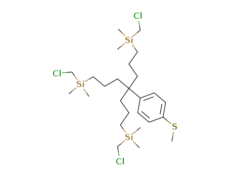 1-{4-(chloromethyl-dimethyl-silanyl)-1,1-bis-[3-(chloromethyl-dimethyl-silanyl)-propyl]-butyl}-4-methylsulfanyl-benzene