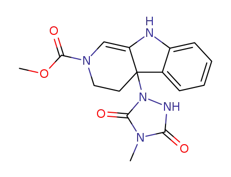 Molecular Structure of 557086-56-3 (2H-Pyrido[3,4-b]indole-2-carboxylic acid,
3,4,4a,9-tetrahydro-4a-(4-methyl-3,5-dioxo-1,2,4-triazolidin-1-yl)-,
methyl ester)