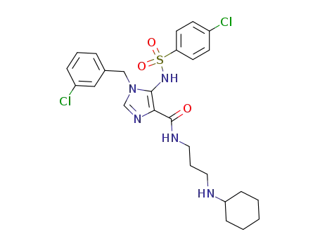 5-(4-chloro-benzenesulfonylamino)-1-(3-chloro-benzyl)-1H-imidazole-4-carboxylic acid (3-cyclohexylamino-propyl)-amide