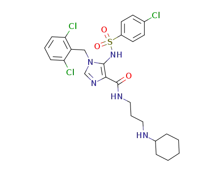 5-(4-chloro-benzenesulfonylamino)-1-(2,6-dichloro-benzyl)-1H-imidazole-4-carboxylic acid (3-cyclohexylamino-propyl)-amide