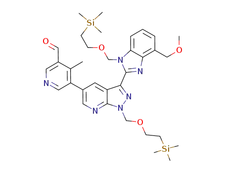 5-[3-[4-methoxymethyl-1-(2-trimethylsilanyl-ethoxymethyl)-1H-benzoimidazol-2-yl]-1-(2-trimethylsilanyl-ethoxymethyl)-1H-pyrazolo[3,4-b]pyridin-5-yl]-4-methyl-pyridine-3-carbaldehyde