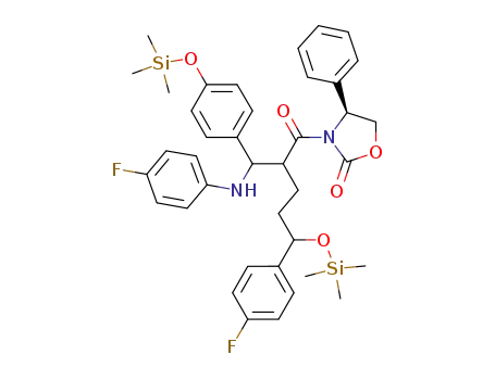 3-{2-[3-(fluorophenyl)-3-(trimethyl silyloxy)-propyl]-3-(4-fluoro phenyl amino)-3-(4-trimethyl silyloxy phenyl)-1-oxo-propyl}-4-(S)-phenyl oxazolidin-2-one
