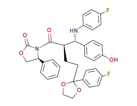 (S)-3-{(R)-2-[(S)-(4-fluorophenylamino)-(4-hydroxyphenyl)methyl]-4-[2-(4-fluorophenyl)-[1,3]-dioxolan-2-yl]butyryl}-4-phenyloxazolidin-2-one