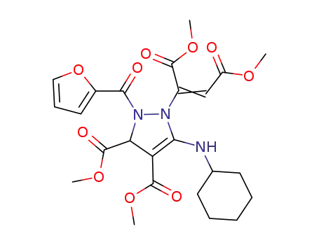 dimethyl 1-(1,2-bis(methoxycarbonylvinyl))-5-cyclohexylamino-2-(2-furyl)-2,3-dihydro-1H-pyrazole-3,4-dicarboxylate