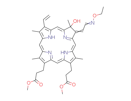 3-ethenyl-7-hydroxyl-8-ethoxyiminoethylidene-2,7,12,18-tetramethylporphyrin-13,17-dipropionic acid dimethyl ester