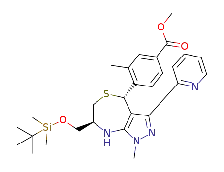 rac-methyl (4S,7R)-7-((((tert-butyldimethylsilyl)oxy)methyl)-1-methyl-3-(pyridin-2-yl)-4,6,7,8-tetrahydro-1H-pyrazolo[3,4-e][1,4]thiazepine-4-yl)-3-methylbenzoate