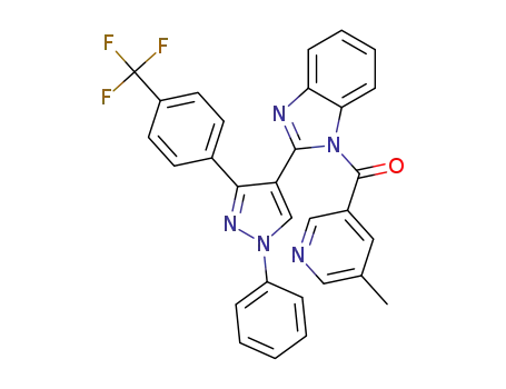(5-methylpyridin-3-yl)(2-(1-phenyl-3-(4-(trifluoromethyl)phenyl)-1H-pyrazol-4-yl)-1H-benzo[d]imidazol-1-yl)methanone