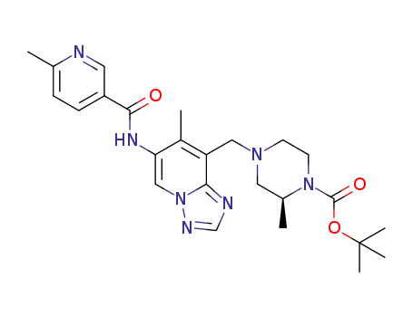 tert-butyl (2S)-2-methyl-4-((7-methyl-6-((6-methylpyridine-3-carbonyl)amino)-[1,2,4]triazolo[1,5-a]pyridin-8-yl)methyl)piperazine-1-carboxylate