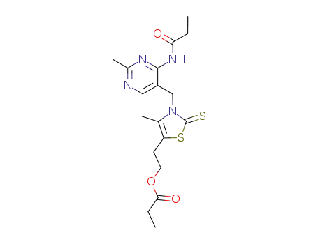 4-methyl-3-(2-methyl-4-propionylamino-pyrimidin-5-ylmethyl)-5-(2-propionyloxy-ethyl)-3H-thiazole-2-thione