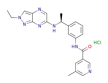 (S)-N-(3-(1-((2-ethyl-2H-pyrazolo[3.4-b]pyrazin-6-yl)amino)ethyl)phenyl)-5-methylnicotinamide hydrochloride salt