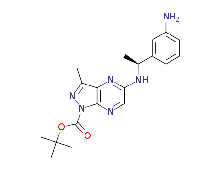 tert-butyl (S)-5-((1-(3-aminophenyl)ethyl)amino)-3-methyl-1H-pyrazolo[3,4-b]pyrazine-1-carboxylate