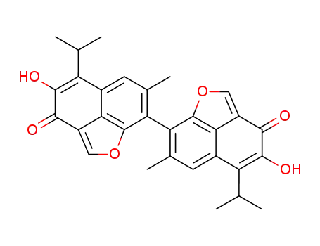 Molecular Structure of 73728-76-4 ({[8,8-Bi-3H-naphtho[1,8-bc]furan]-3,} 3-dione, 4,4-dihydroxy-7,7-dimethyl-5,5-bis(1-methylethyl)-)