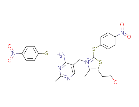 4-Nitro-benzenethiolate3-(4-amino-2-methyl-pyrimidin-5-ylmethyl)-5-(2-hydroxy-ethyl)-4-methyl-2-(4-nitro-phenylsulfanyl)-thiazol-3-ium;