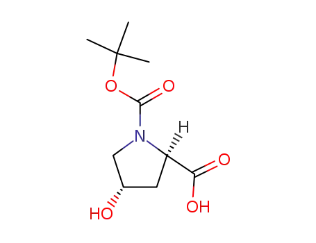 Molecular Structure of 147266-92-0 ((2R,4S)-N-ALPHA-T-BUTOXYCARBONYL-4-HYDROXYPYRROLIDINE-2-CARBOXYLIC ACID)