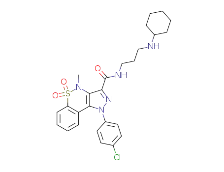 1-(4-Chloro-phenyl)-4-methyl-5,5-dioxo-4,5-dihydro-1H-5λ6-thia-1,2,4-triaza-cyclopenta[a]naphthalene-3-carboxylic acid (3-cyclohexylamino-propyl)-amide