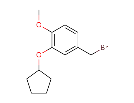Molecular Structure of 141333-35-9 (Benzene, 4-(bromomethyl)-2-(cyclopentyloxy)-1-methoxy-)