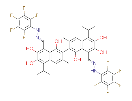 5,5'-Diisopropyl-3,3'-dimethyl-8,8'-bis-(pentafluorophenyl-hydrazonomethyl)-[2,2']binaphthalenyl-1,6,7,1',6',7'-hexaol
