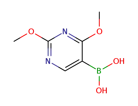 Molecular Structure of 89641-18-9 (2,4-Dimethoxyprimidine-5-boronic acid)