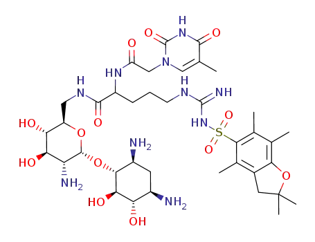 6'-N-[Nα-[(thymin-1-yl)acetyl]-Nε-(2,2,4,6,7-pentamethyl-2,3-dihydrobenzofuran-5-sulfonyl)-DL-arginyl]neamine