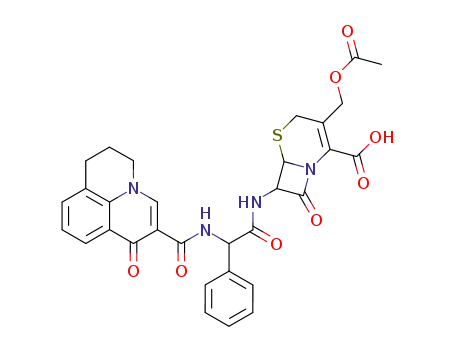 (6R)-3-acetoxymethyl-8-oxo-7t-[(R)-2-(1-oxo-6,7-dihydro-1H,5H-pyrido[3,2,1-ij]quinoline-2-carbonylamino)-2-phenyl-acetylamino]-(6rH)-5-thia-1-aza-bicyclo[4.2.0]oct-2-ene-2-carboxylic acid