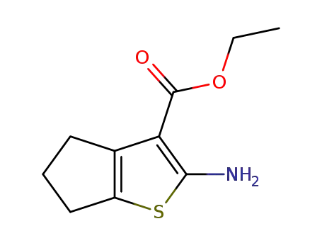 Molecular Structure of 4815-29-6 (2-AMINO-5,6-DIHYDRO-4H-CYCLOPENTA[B]THIOPHENE-3-CARBOXYLIC ACID ETHYL ESTER)