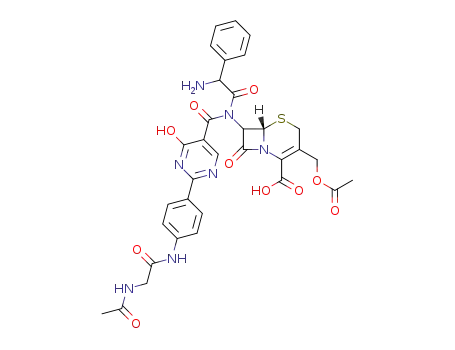 N-[2-[4-(N-acetylglycylamino)phenyl]-4-hydroxy-5-pyrimidinylcarbonyl]-7-[D-2-amino-2-phenylacetamido]-3-acetoxymethyl-3-cephem-4-carboxylic acid