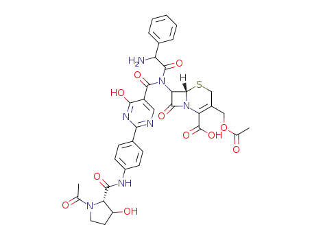 N-[2-[4-(N-acetyl-L-hydroxyprolylamino)phenyl]-4-hydroxy-5-pyrimidinylcarbonyl]-7-[D-2-amino-2-phenylacetamido]-3-acetoxymethyl-3-cephem-4-carboxylic acid