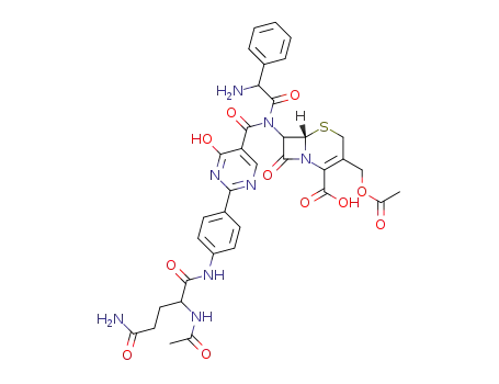 N-[2-[4-(N-Acetyl-DL-glutaminylamino)phenyl]-4-hydroxy-5-pyrimidinylcarbonyl]-7-[D-2-amino-2phenylacetamido]-3-acetoxymethyl-3-cephem-4-carboxylic acid