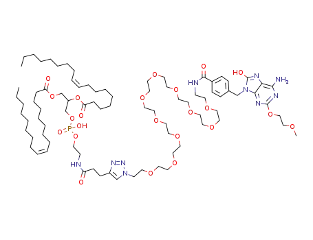 2-(3-(1-(1-(4-((6-amino-8-hydroxy-2-(2-methoxyethoxy)-9H-purin-9-yl)methyl)phenyl)-1-oxo-5,8,11,14,17,20,23,26,29,32-decaoxa-2-azatetratriacontan-34-yl)-1H-1,2,3-triazole-4-yl)propanamido)ethyl 2,3-bis(oleoyloxy)propyl phosphate