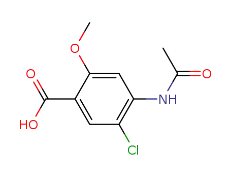 Molecular Structure of 24201-13-6 (4-Acetamino-5-Chloro-2-Methoxyl Benzoic Acid)